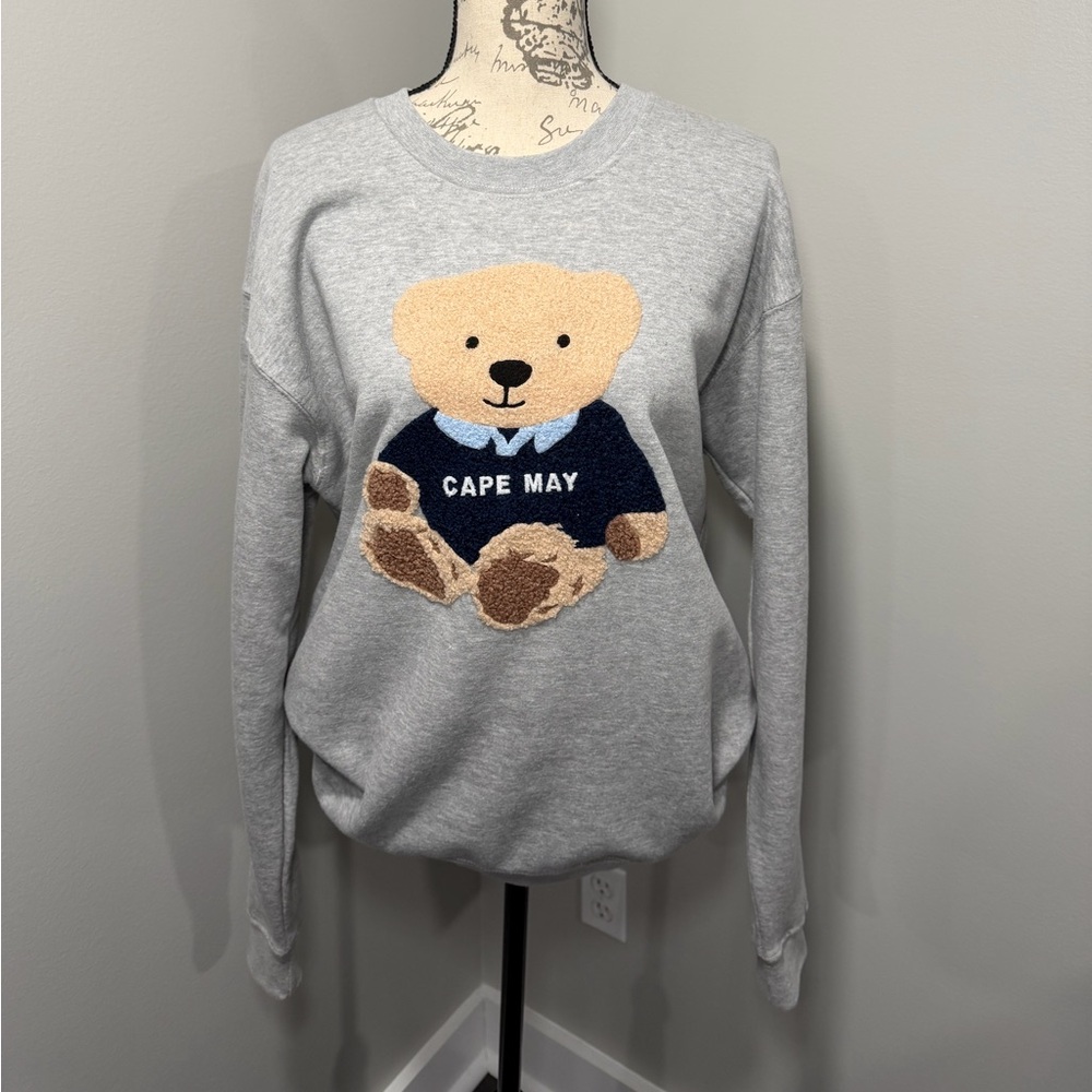 Gray Sweater with Teddy Bear Design
